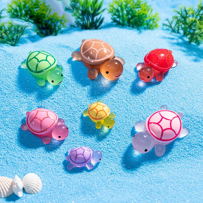 1Pc Luminous Mini Tortoise Micro Landscape Figure Ornament Diy Glowing Turtle Miniature Statue Potted Garden Decor