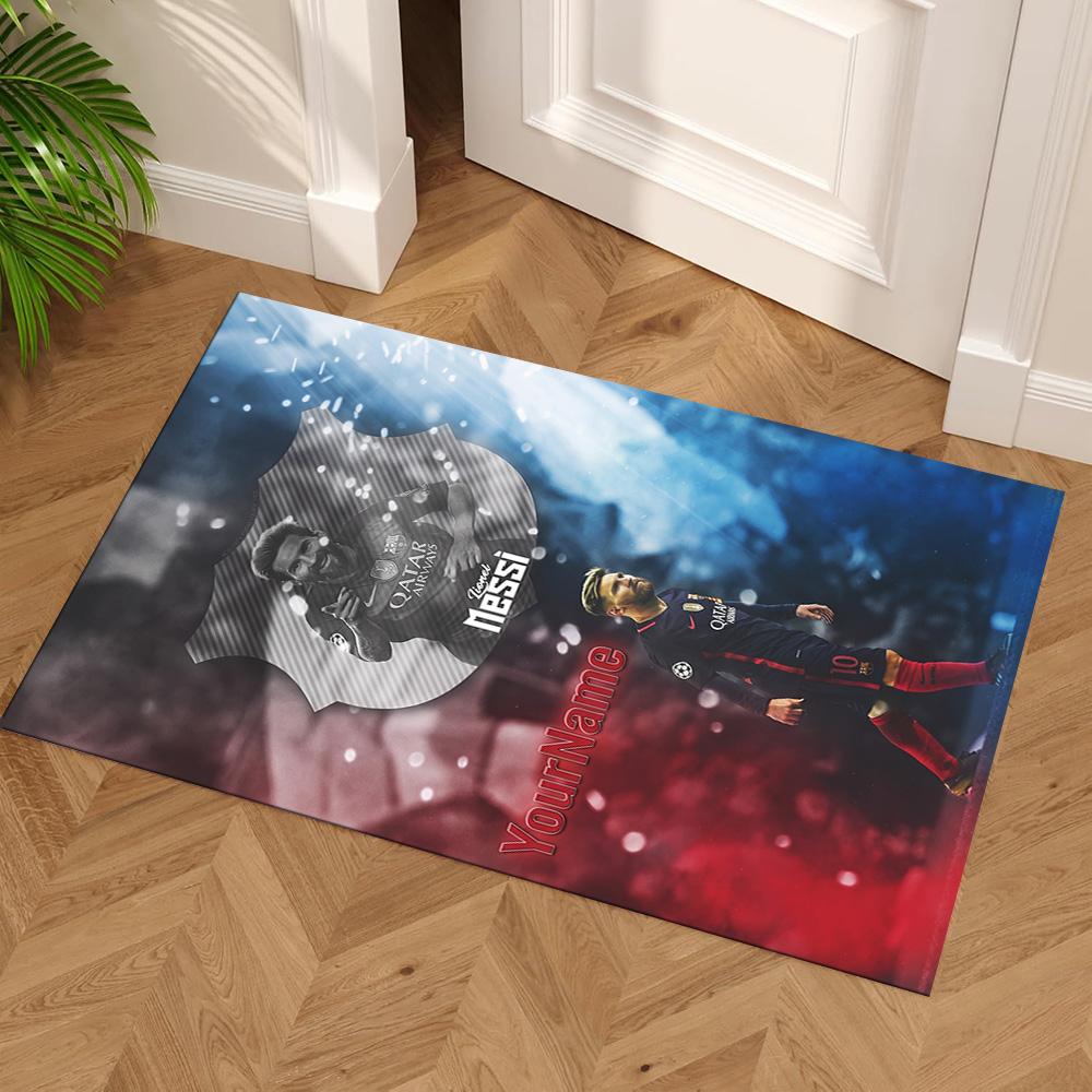 Messi Customizable Name Floor Mat Design for Hallway Bedrooms Outdoor Playrooms Antislip Carpet Office home decor Wedding Party Gift