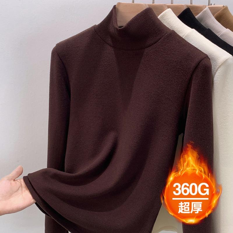 Fleece Thickened German Fleece Primer Women's Winter Autumn and Winter New Thermal Clothing with Black Inside, Top