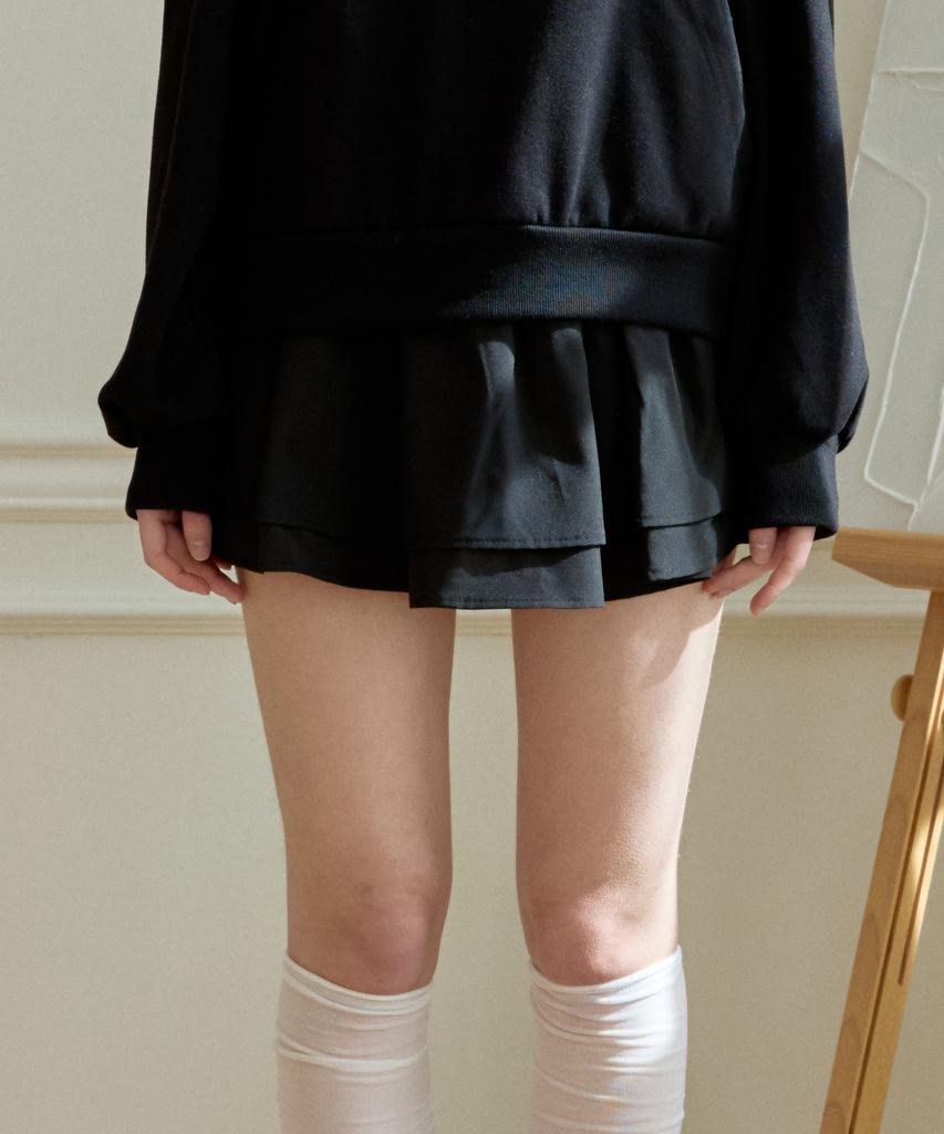 Pink Pineapple Simple Tiered Skirt_Black