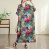 DIMANAF New 2026 Women Plus Size Summer Long Dress Casual Cotton Loose Oversize Maxi Floral Print Beach Sundress