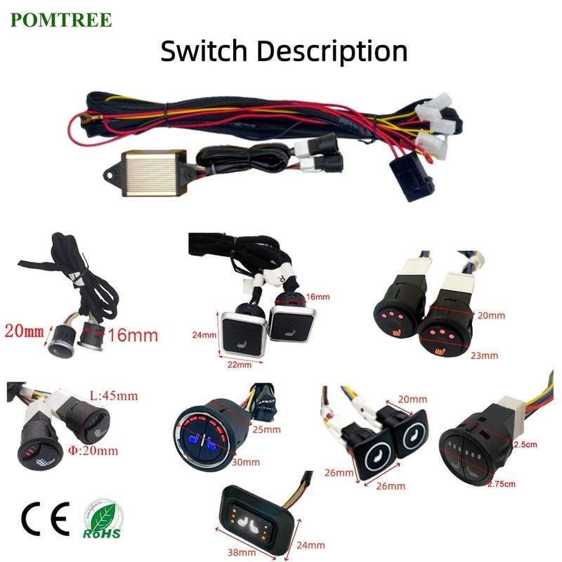108W Built-in Car Seat Heater Kit Fit 2 Seats,12V 4Pcs Universal Alloy Wire Heating Pads with 3 Levels Control Switch System