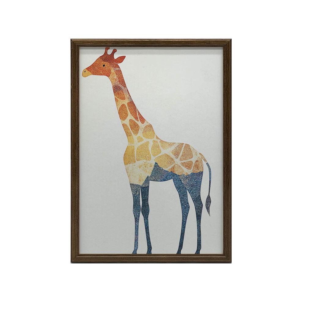 Plakat Mozaikowa Żyrafa Plakat Mozaikowa Żyrafa, 30X40 Cm, Rama Drewniana Jasny Dąb, Papier Matowy 230 Gsm