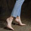 Fashion 2024 Summer New Fashion Outwear Sandals Women's Pointed Shallow Mouth Solid Color Comfortable Banquet Single Shoes Women