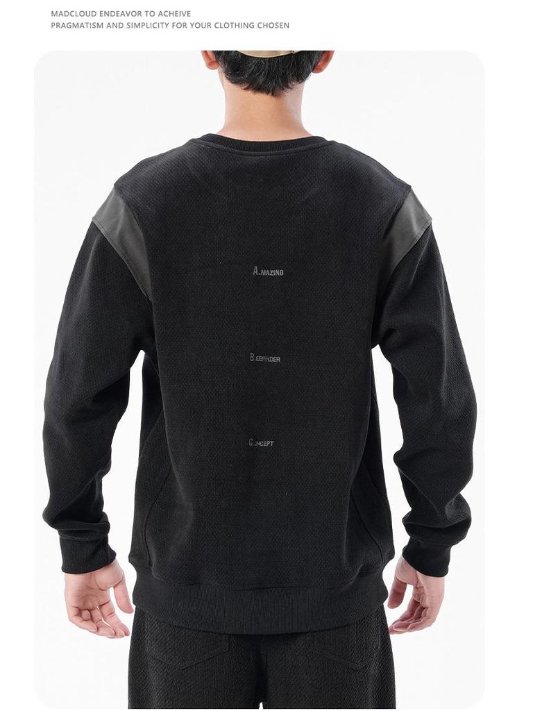 Men's Color-Block Patchwork Round Neck Hoodie - 2025 Trendy Autumn/Winter, Loose Fit, Plus Size, Long Sleeve