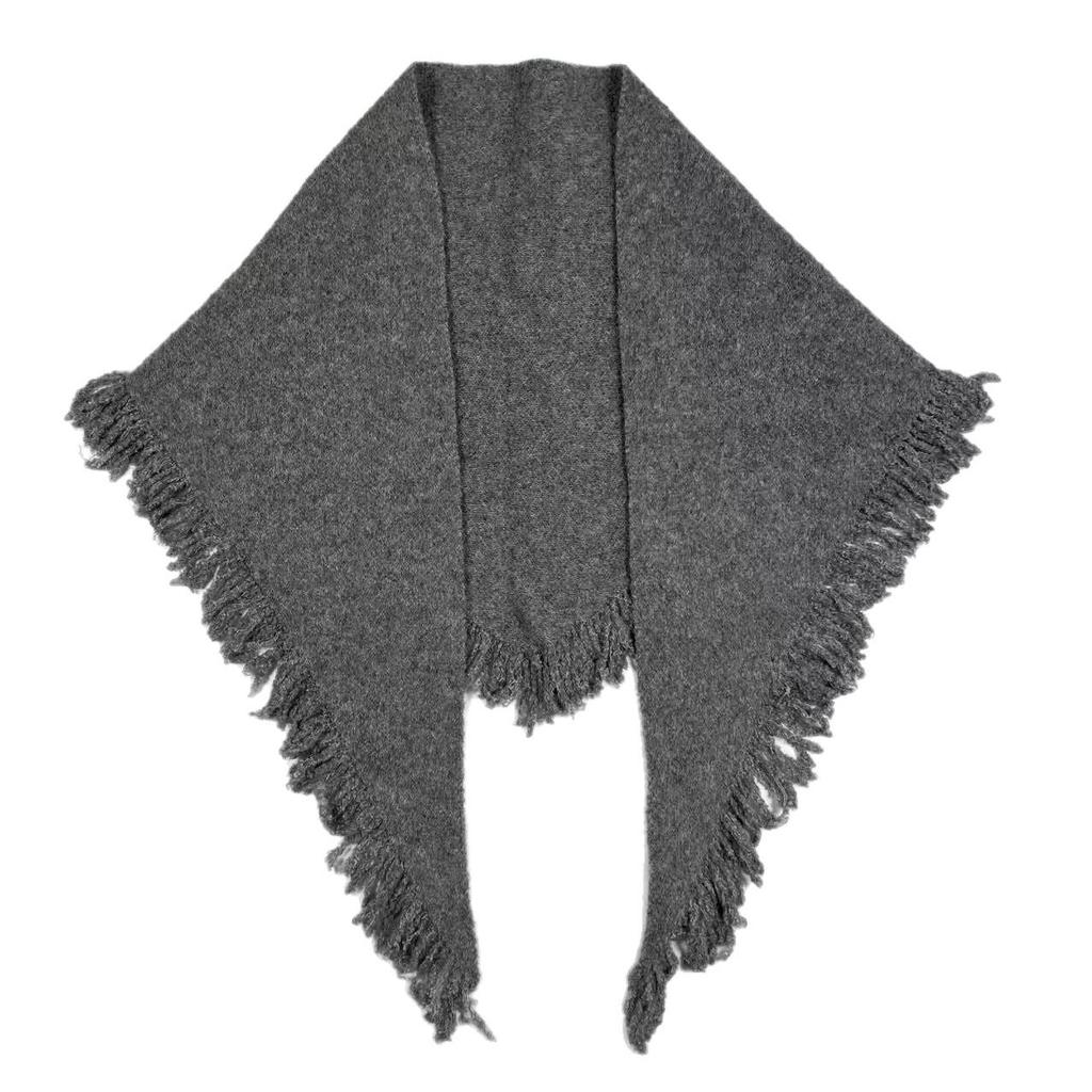 Dreieckiger Damenschal aus Wollmischung: Gestrickter, multifunktionaler, warmer Schal/Umhang für Herbst/Winter