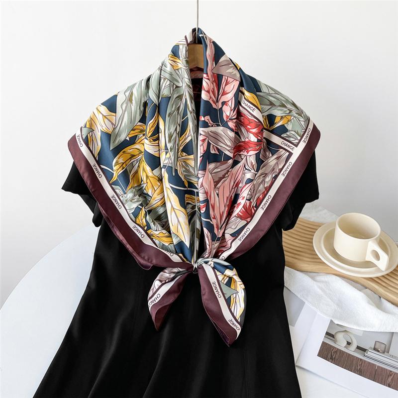 90*90cm Printed Flora Square Shawls Wrpas Scarves Ladies Kerchief Neckerchief Head Hijab Lady Headband Foulard