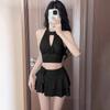 Women's Halter Hollow Out Bikini Set Flounce Skirt Swimwear Vacation Beach Outfit