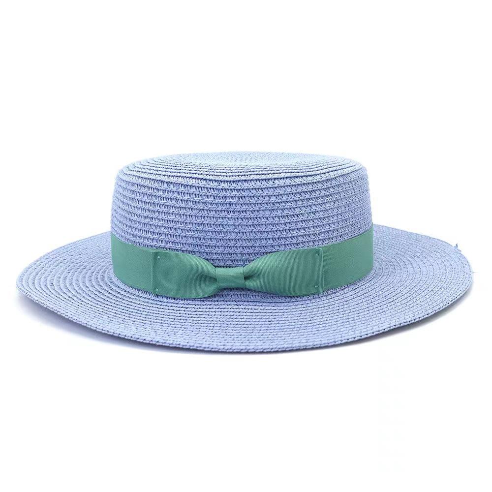 Men and women's new outdoor seaside sunshade bow big eaves flat top straw hat beach stage top hat