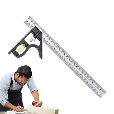 Precise Stainless Steel Adjustable Ruler Combination Level Gauge Square Angle Metric Ruler School Stationery Office Supplies