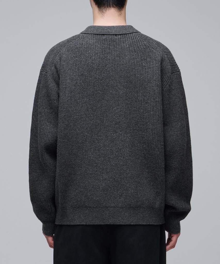 Musinsa Standard Oversized Ribbed Collared Cardigan [Medium Grey]