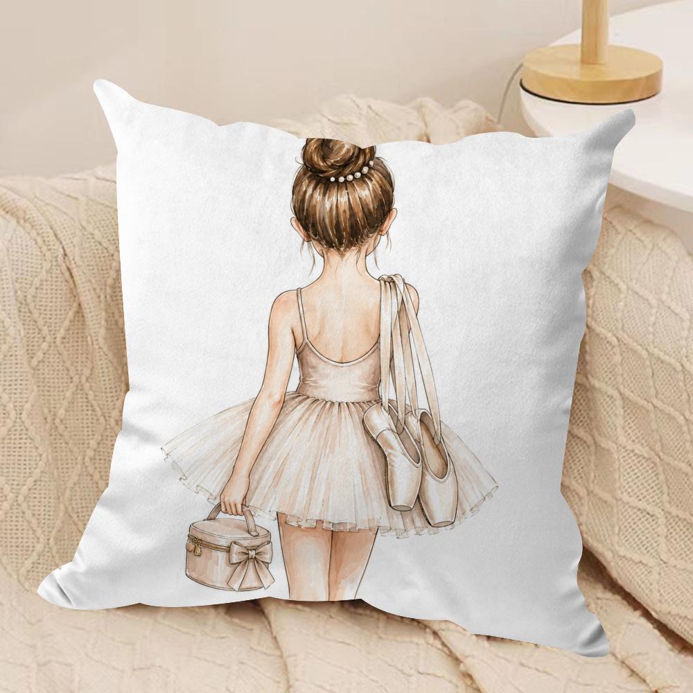 Watercolor Ballerinas Cushion Cover Pillow Case Short Plush Square Throw Pillow Covers Pillowcase Sofa Home Decor Gift