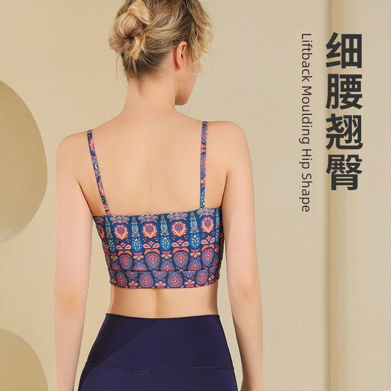 Export Bohemia Wind Strap Sports Bra Women with Chest Pad Running Health Room Yoga Intimates Push up Tops
