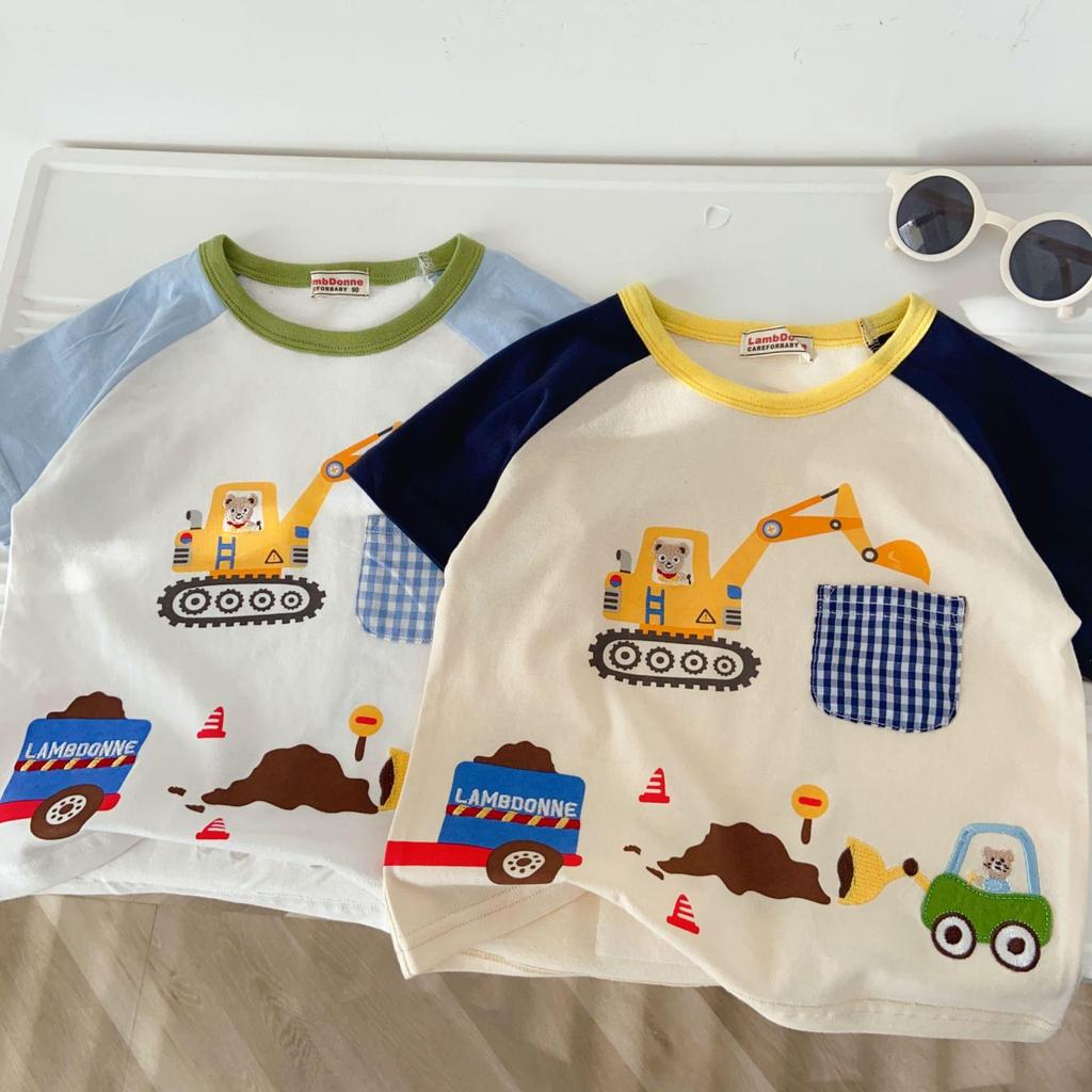 2026 Summer Boys' Cartoon Print Round Neck Short Sleeve T-shirt