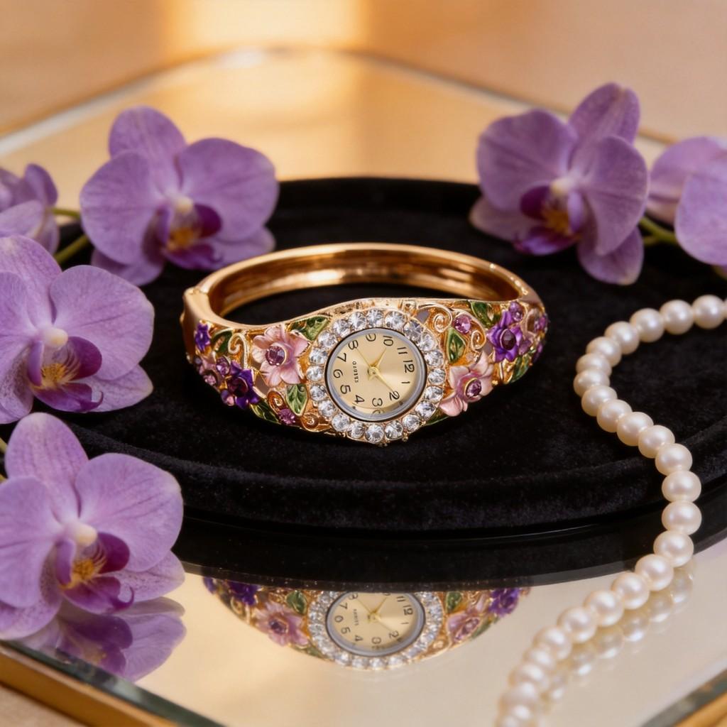 Elegante Orologio al Quarzo da Donna in Stile Coreano con Lunetta in Diamanti e Cinturino in Lega per Uso Fashion