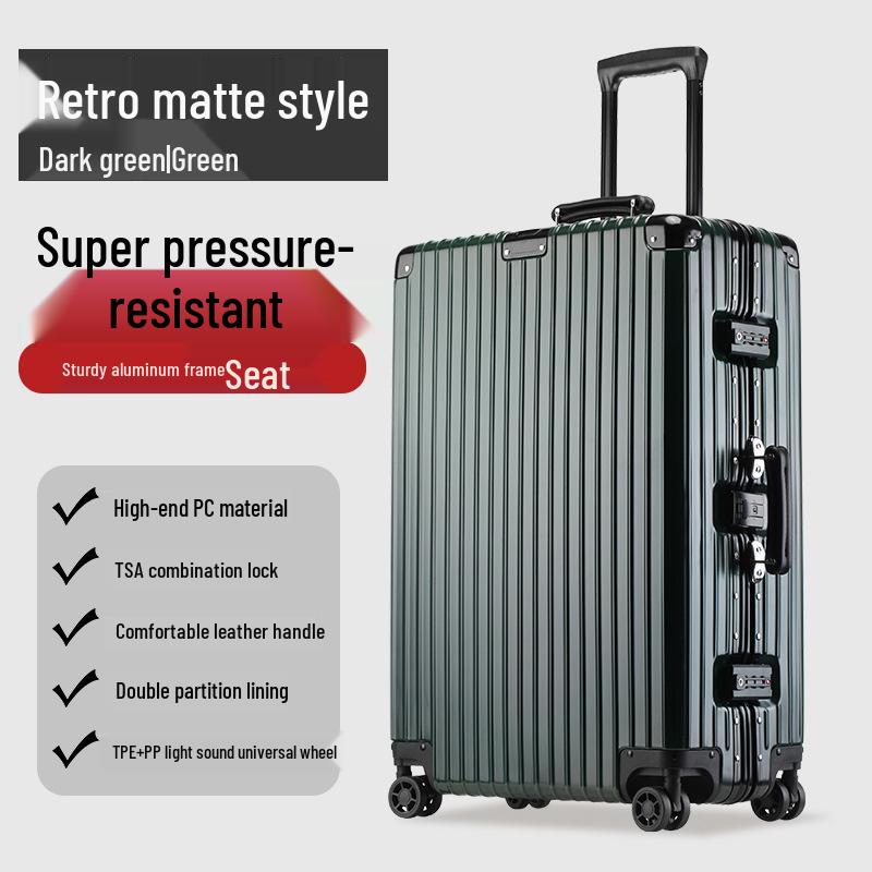 Retro Aluminum Frame Spinner Suitcase - Available in 20/24/26/29 Inches