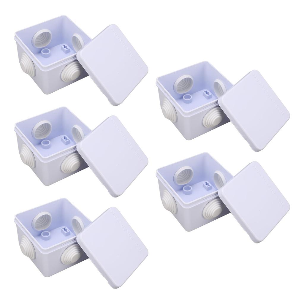 5Pcs Plastic Waterproof Cable Box with Rubber Plug IP55 Waterproof Plug Junction Wire Box