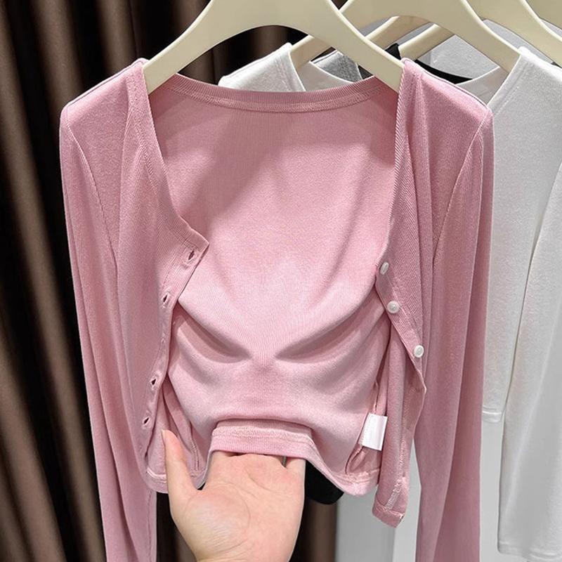 Ice silk sunscreen shawl with sweater cardigan women, 2025 new autumn thin section high-end early autumn long-sleeved knitted top