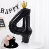 40-tommers Svart Tallballong Svart Krone Tall Folieballonger For 1-årsdag Babyshower Jubileum Bryllupsdekorasjon
