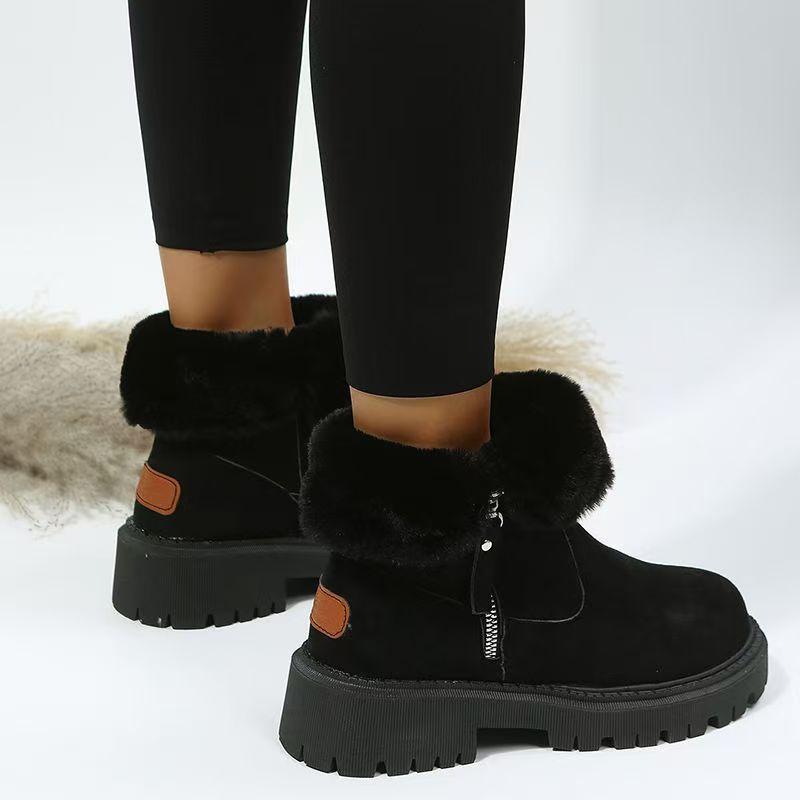 Snow Boots Women's Autumn and Winter 2025 New Velvet Thickened Warm Cotton Shoes Non-slip Thick-soled Suede Matte Short Boots