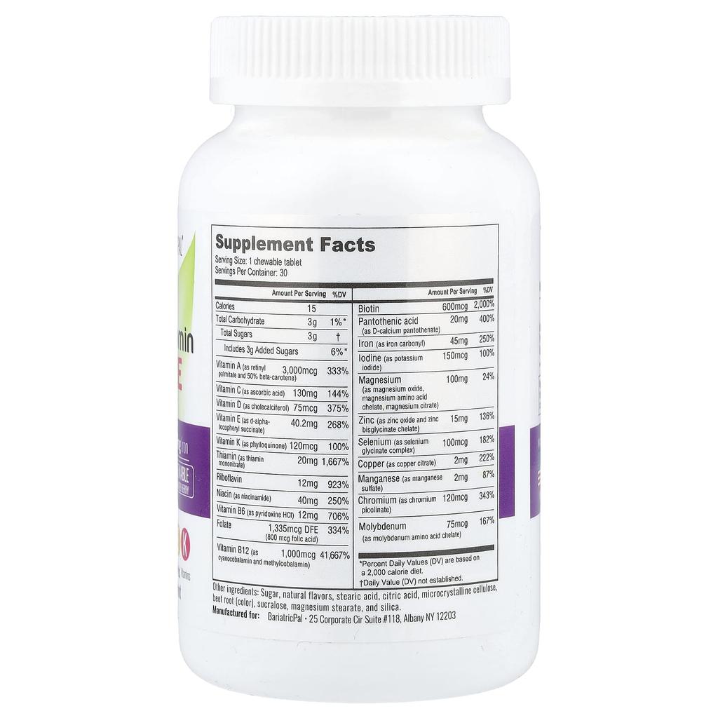 BariatricPal, One Multivitamin, Mixed Berry, 30 Chewable Tablets