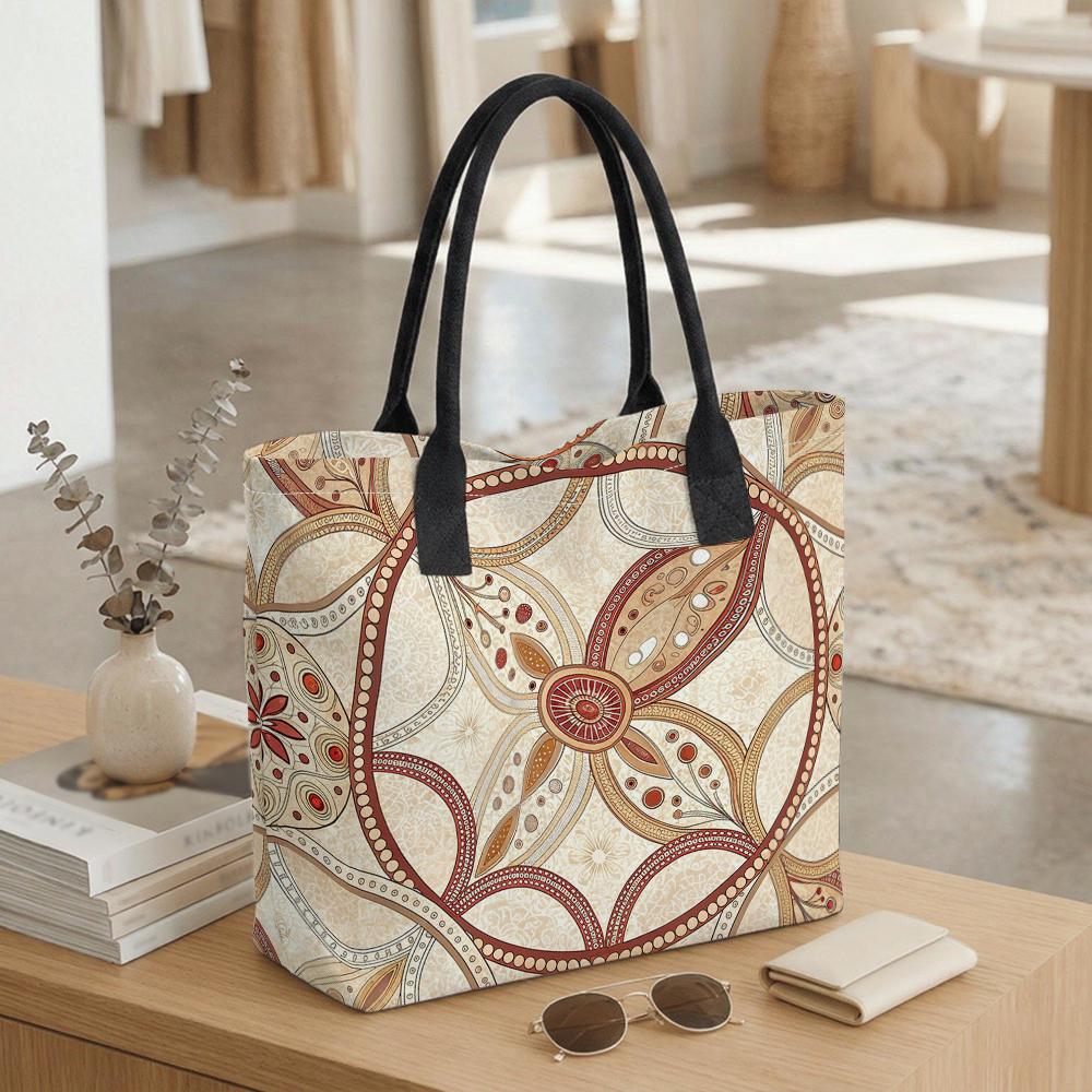 Bohemian Pattern Tote Bag Large Capacity Casual Shoulder Bag for Daily Use