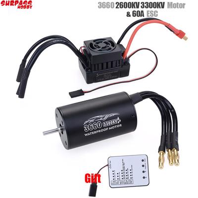 Bezsenzorový bezkomutátorový motor Surpass Hobby RC 3660 2600KV 3300KV s 60A ESC a LED programovací kartou