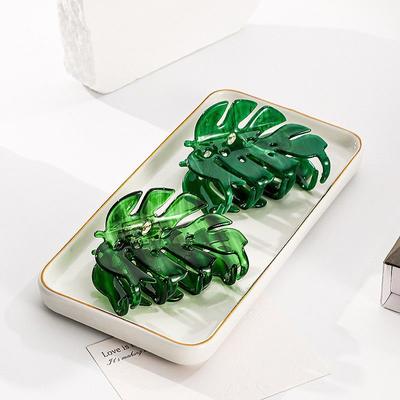 1pc New Texture Leaf Style Fashionable, Fresh, Cute Shark Grab Wash Simple Clip