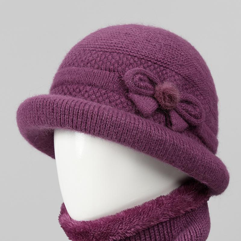 Ji Grandma Hat Warm Rabbit Fur Hat Female Old Lady Mother Hat Fleece Basin Hat