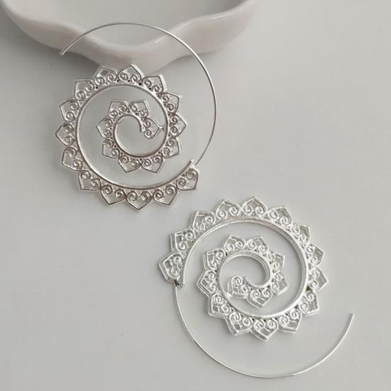 Damskie kolczyki spiralne okrągłe zębatki serce piercing biżuteria statement prezent