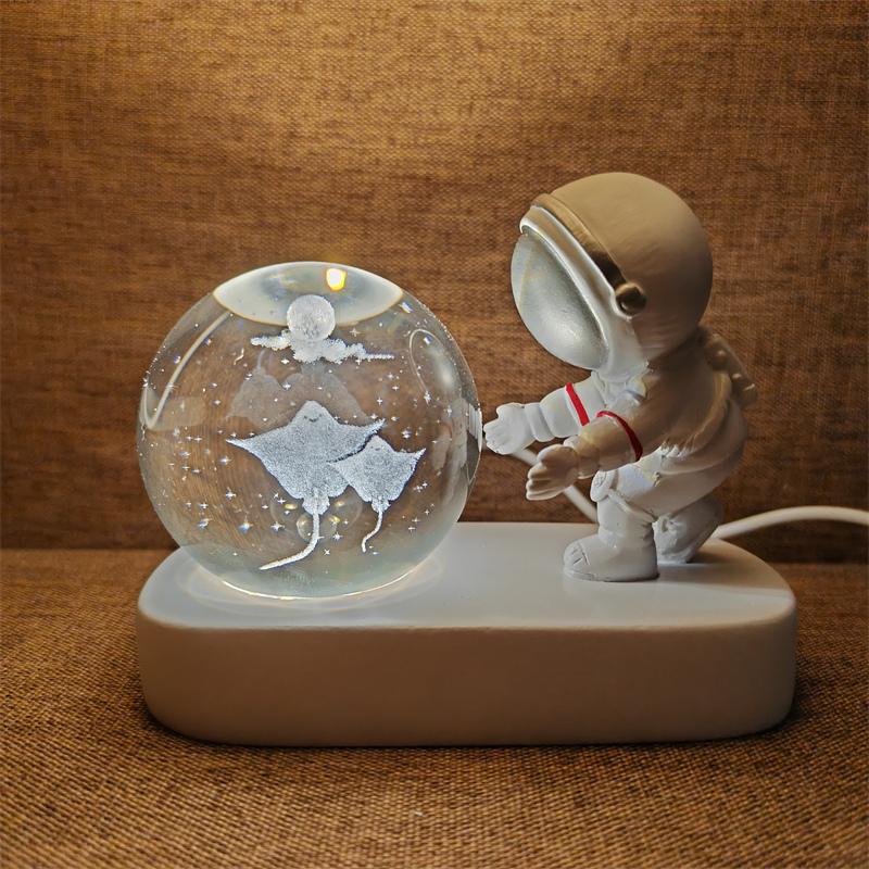 Astronaut Creativ 3D Minge de Cristal Led Lumină de noapte pentru Dormitor Copii Planetă Spațiu Lampă Sistem Solar USB Cadou de Crăciun pentru copii