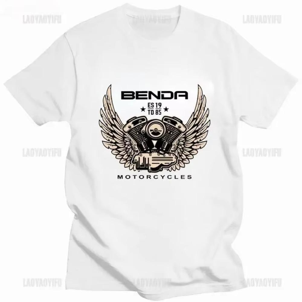 Benda Chinese Motorcycle Brand Printed T-shirt Summer Classic Vintage Motorcyclist T Shirt Men Clothing Summer Gothic