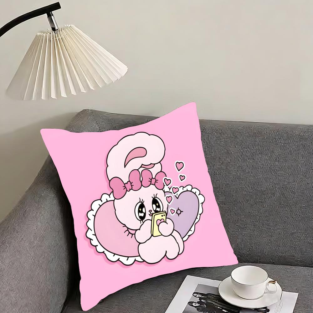 EEsther BunnyY Pink Cute Cushion Cover Pillowcase Ultra Soft Skin Friendly Fabric Cloud Like Comfort Concealed Zipper