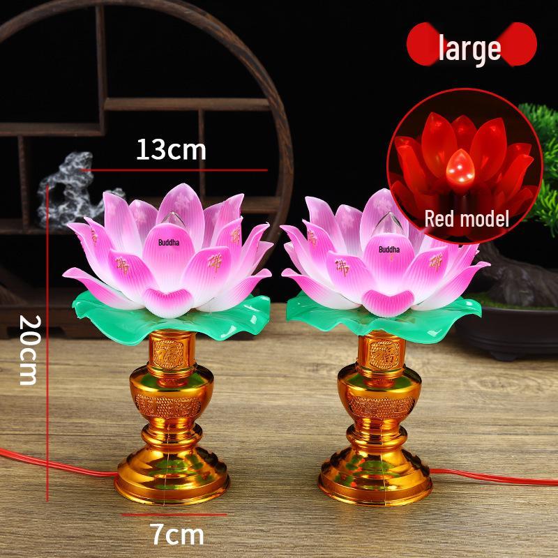 Seven-Color Plug-In Lotus Buddha Altar Offering Lamp with Eternal Light