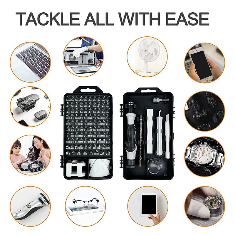 Conjunto de Chaves de Fenda de Precisão Magnéticas Mini 115 em 1 Para Reparo de Equipamentos de iPhone, Computador, PC