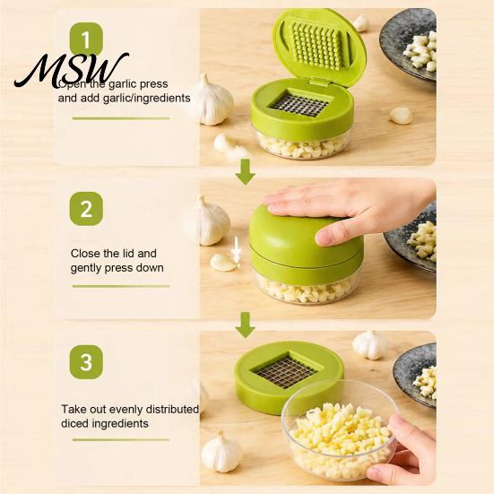 Schiaccia Aglio Manuale, Tritatutto con Lame Affilate in Acciaio Inossidabile, con Contenitore Trasparente per Zenzero, Gadget da Cucina per Senza Sforzo