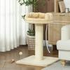 Cat Tree Scratcher Design Hanging Ball and Cord Toy + Plush Platform - 55 x 55 x 83 cm - Beige Sisal