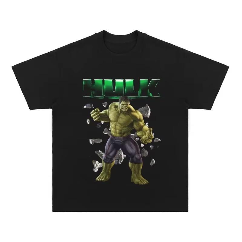 

Hulk Breaking Through Vintage TShirt Casual Street Fashion Soft Cotton Y2K Aesthetic Outdoor Streetwear for Action Movie Lovers S