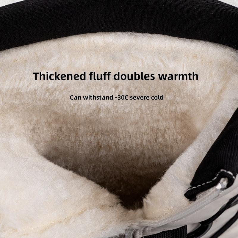 Žieminiai moteriški ilgo vamzdžio stori sniego batai sulaiko šilumą ir turi storą padą, kuris neslysta ir gali atlaikyti -30 °C