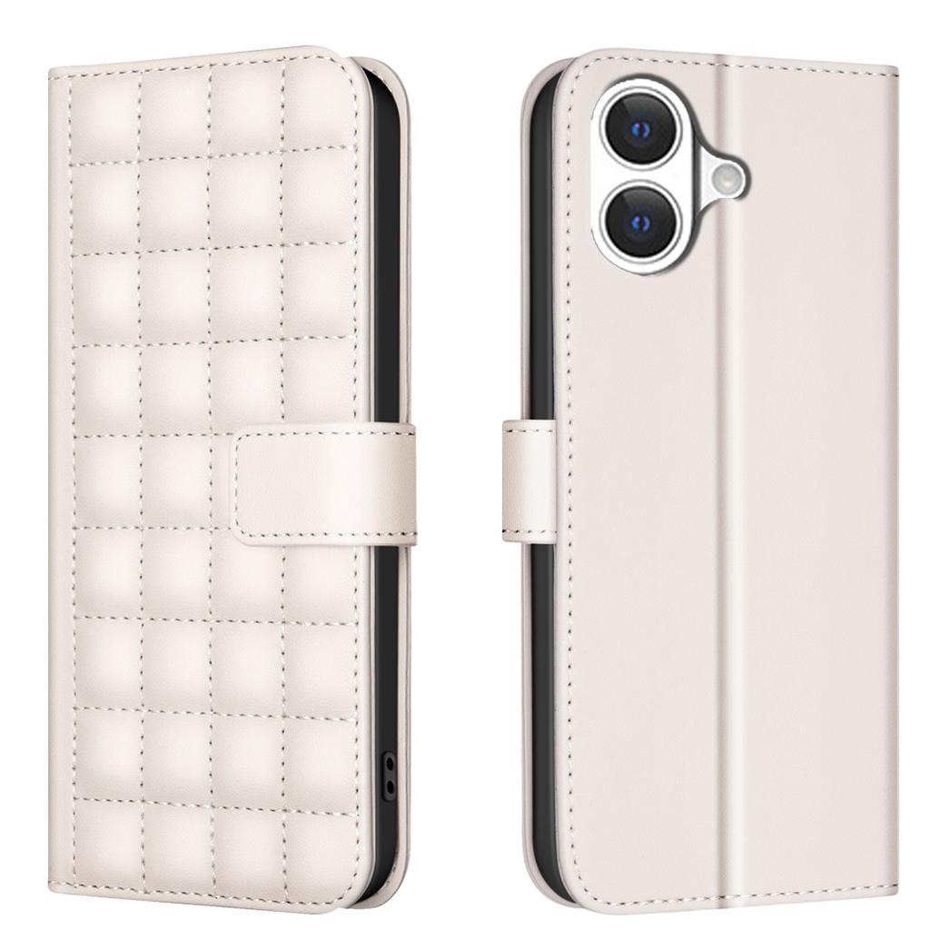 Kožené pouzdro pro iPhone 17 BINFEN COLOR Čtvercová mřížka Peněženka Stojánek Kryt na telefon