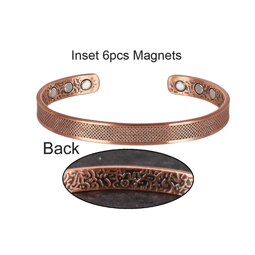 Vinterly Pure Copper Magnetic Bracelets Adjustable 8mm Knot Magnet Cuff Bangle Vintage Health Energy Jewelry Women Men Resizable