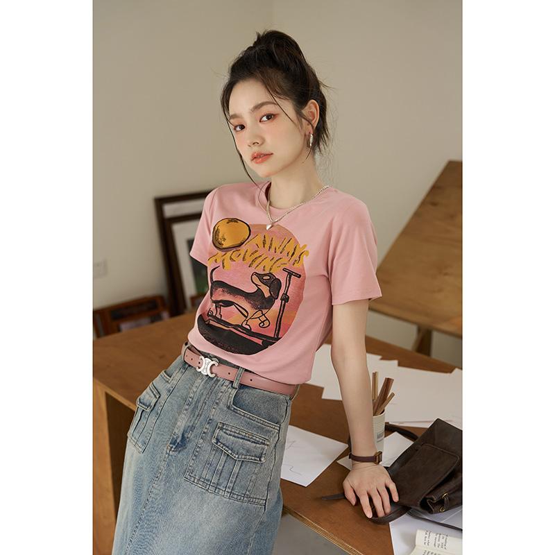 

Mishow Женская футболка 2023 Лето Всематчевая Мода Пригородная Повседневная Элегантная Однотонная Пуловер с коротким рукавом с О-образным вырезом MXC38T0089