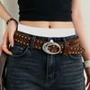 Women's Punk Waistband Adjustable Waist Belt For Jeans Stylish Studded PU Leather Strap