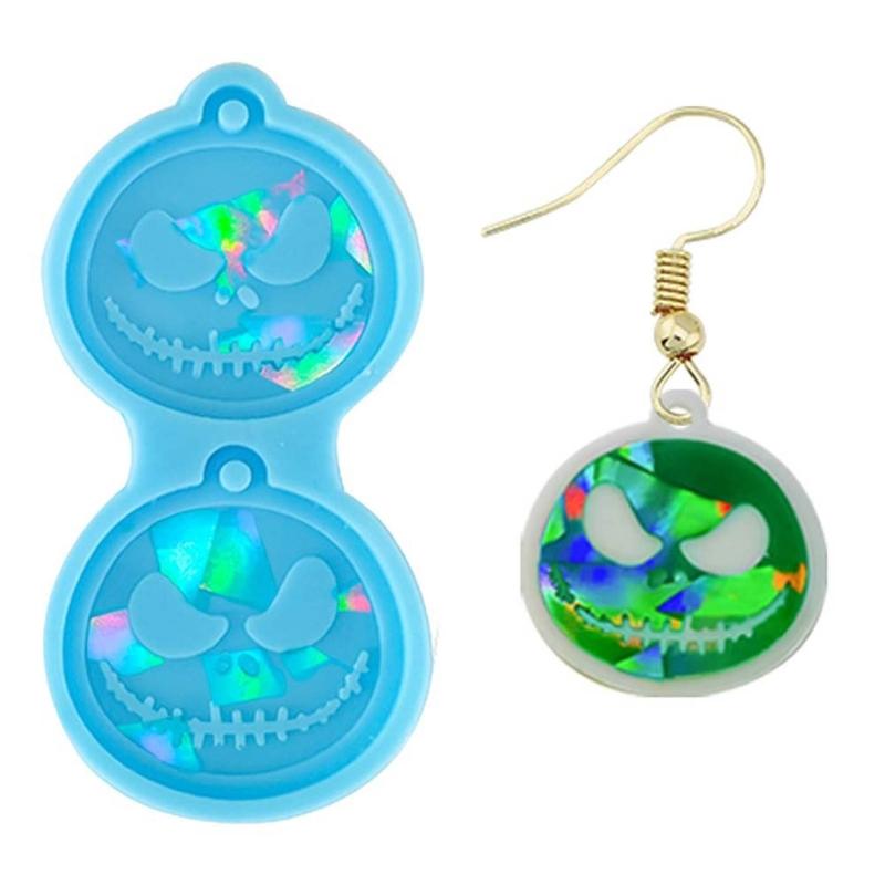Light Shadow Keychain Pendant Silicone Mold Pumpkin Head Holographic Earrings Mold DIY Ornaments Mould for Birthday Gift