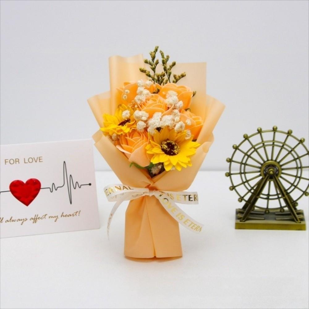 7 Heads Artificial Flower Bouquet Flower Arrangement Realistic Details Soap Flower Bouquet Table Centerpieces Mini Bouquet