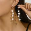 White Flower Long Earrings, Small Fringed Earrings, Women'S Face And Thin Ears Jewelry, Exquisite Roses.