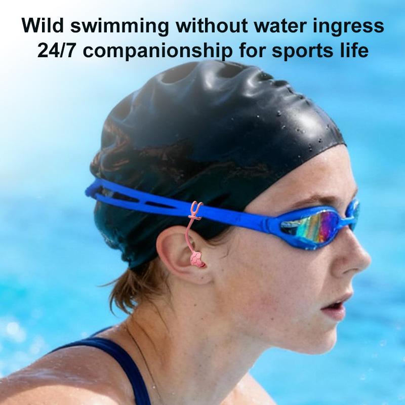 Schwimm-Ohrstöpsel mit Seil Wasserdicht 3-lagig Geräuschunterdrückung Zum Schwimmen Schlafen Ergonomisches Design Mit Lanyard Leine Anti-Verlust