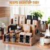 Wooden Liquor Bottle Display Shelf 3Step Coffee Syrup Rack Organizer Large Capacity Coffee Station Organizer for Whiskey Spirits