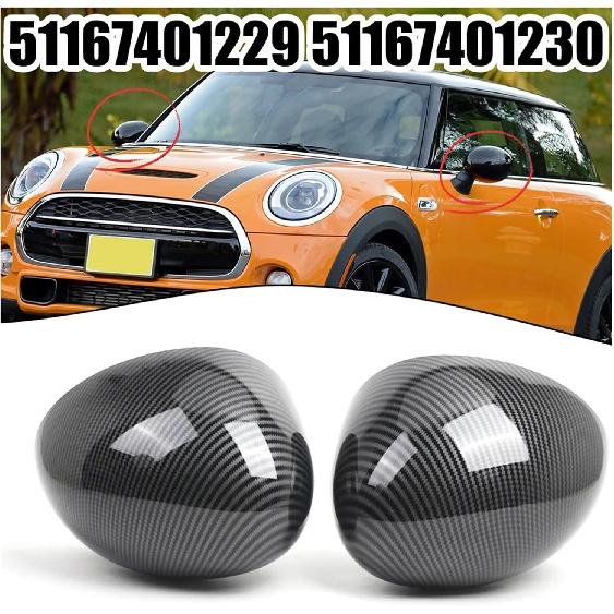 Car Rearview Mirror Cover Compatible for Mini Cooper F54 F55 F56 F60 L+R 2014-2019 Pattern Side Fit Caps LHD Carbon