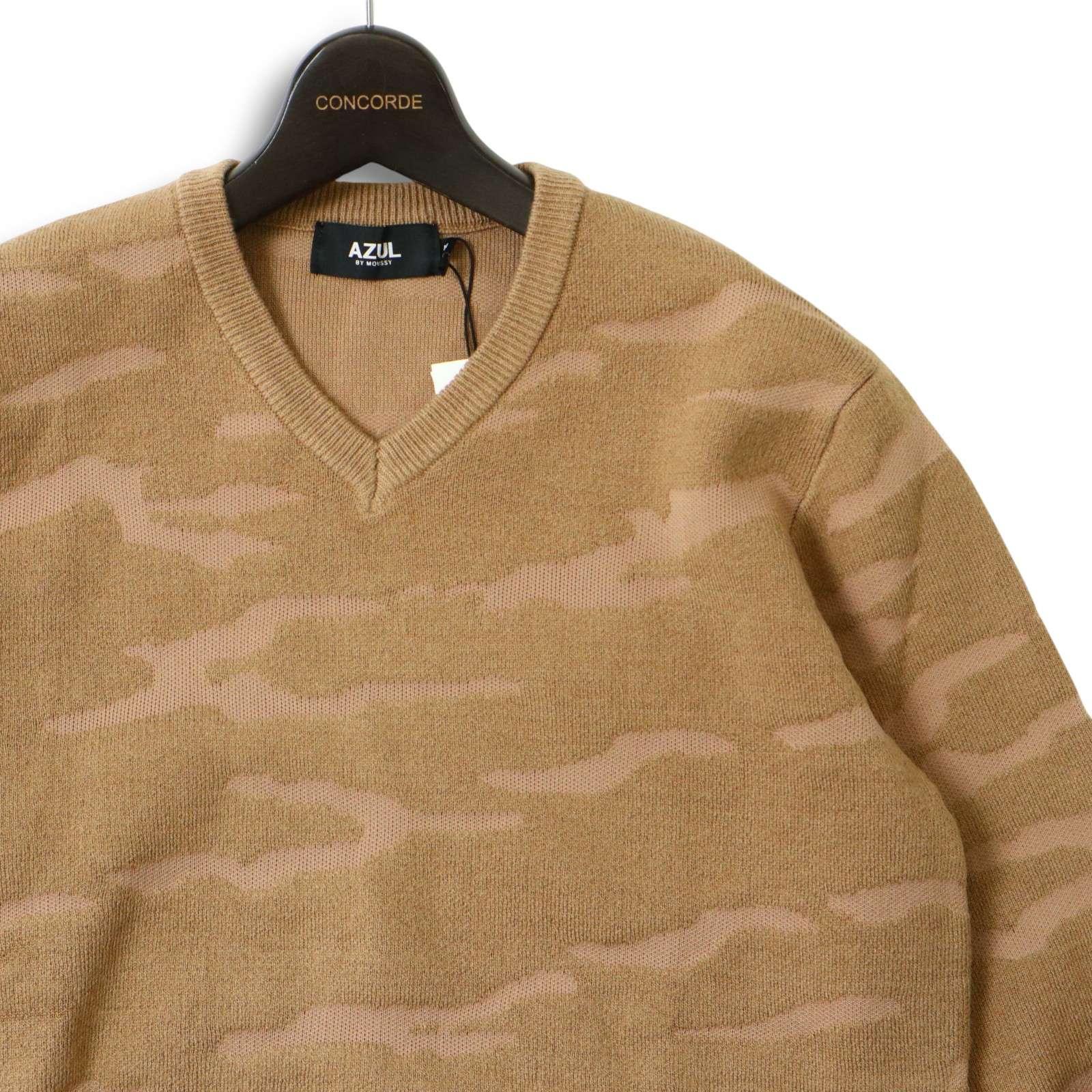[New, unused] AZUL by moussy Autumn/Winter Camouflage camouflage all over pattern V-neck sweater knit Sz.M Men s